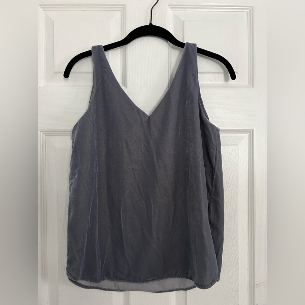 Loft Dusty Blue Velvet Shell Tank